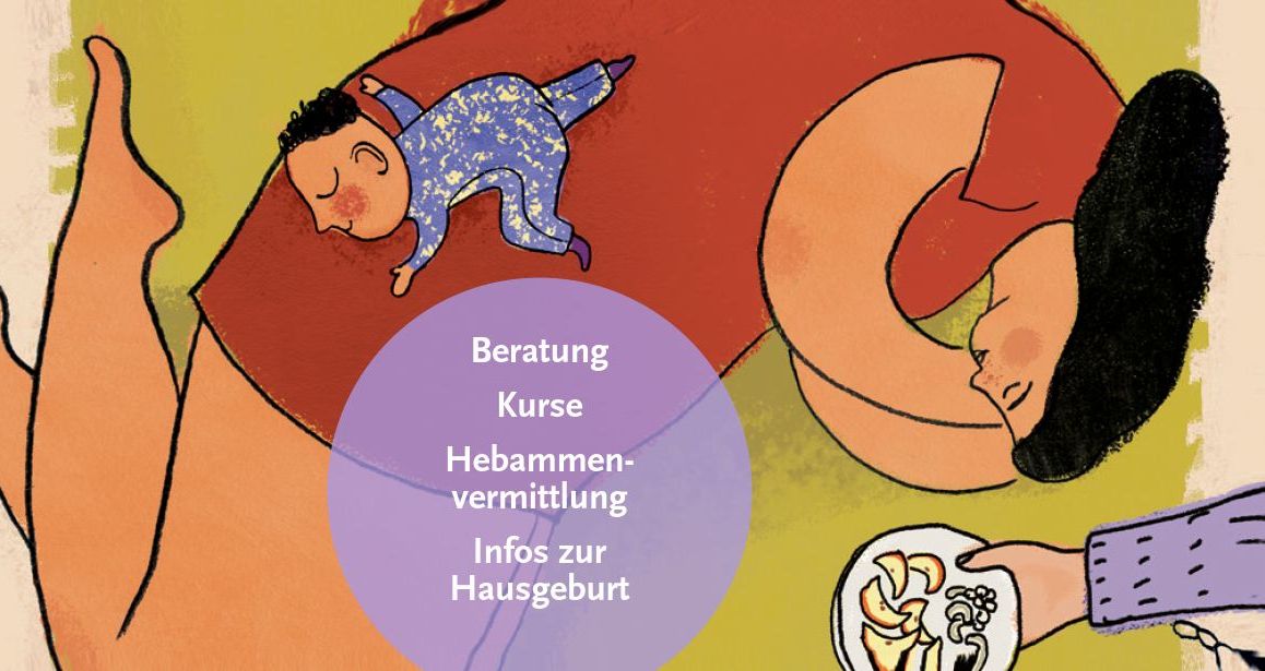 Illustration von schlafender Mutter mit ihrem Baby